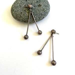 VTG Sterling Silver Ball Stick Drop Earrings